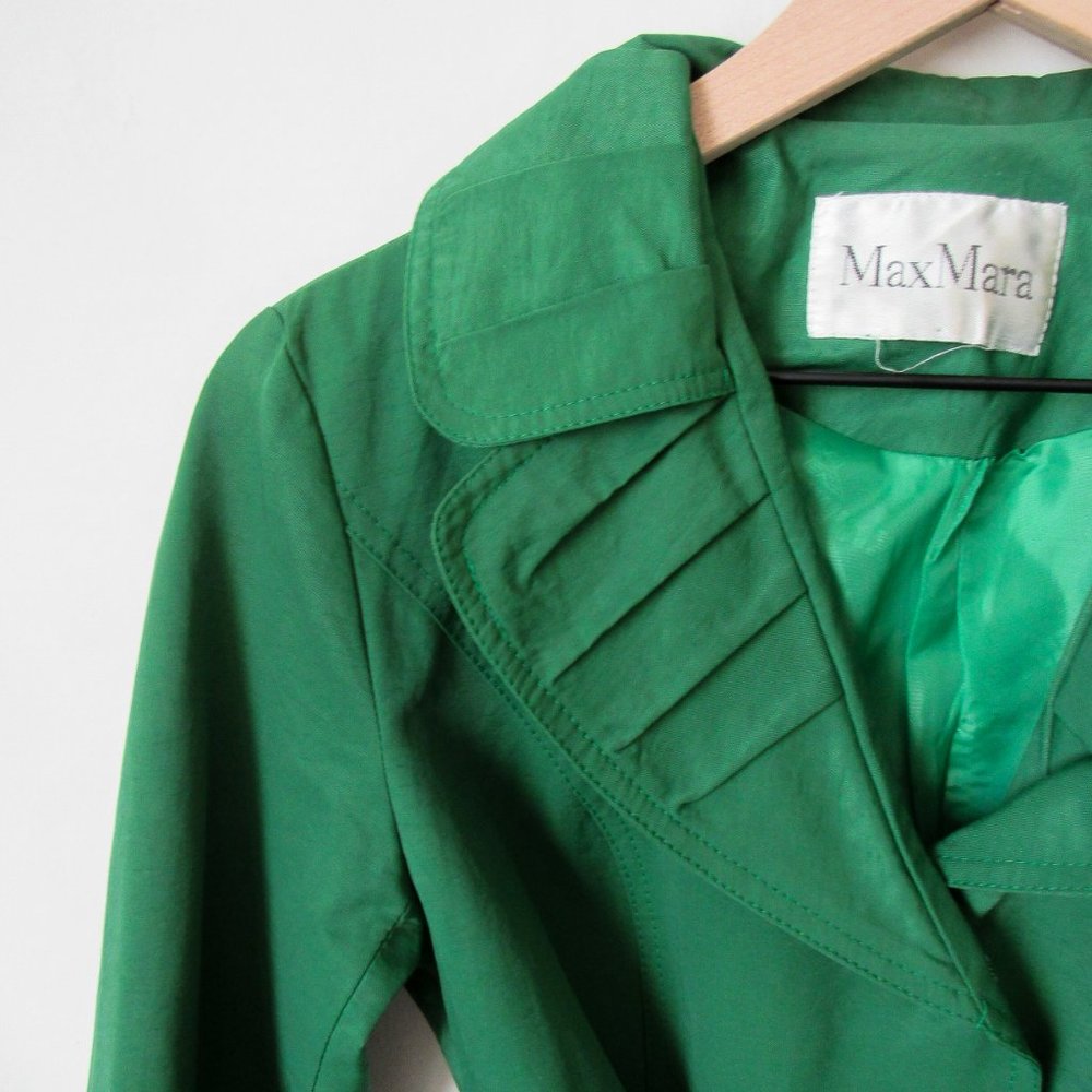 MAXMARA Classic Chic Fall/Winter Lightweight Belted Jacket Green Designer -S - Picture 9 of 14